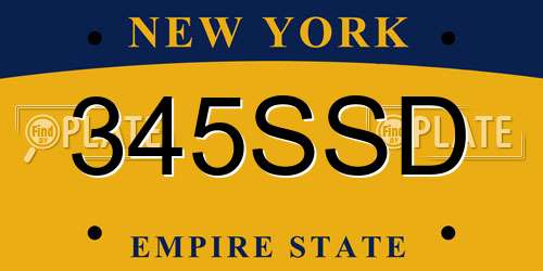 345SSD New York License Plate