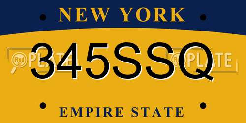345SSQ New York License Plate