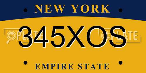 345XOS New York License Plate