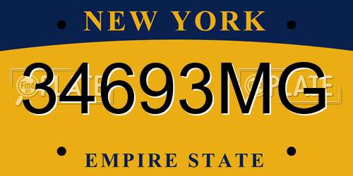 34693MG New York License Plate