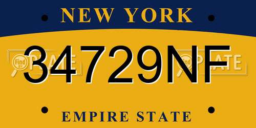 34729NF New York License Plate