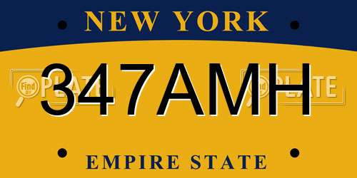 347AMH New York License Plate