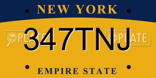 347TNJ New York License Plate