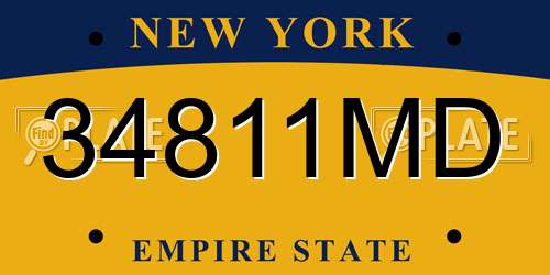 34811MD New York License Plate