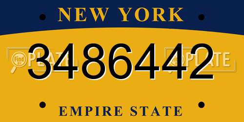 3486442 New York License Plate
