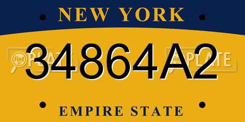 34864A2 New York License Plate