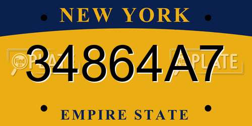 34864A7 New York License Plate
