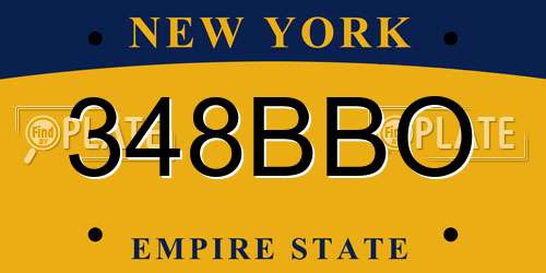 348BBO New York License Plate