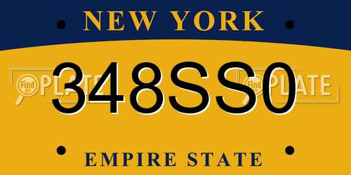 348SS0 New York License Plate