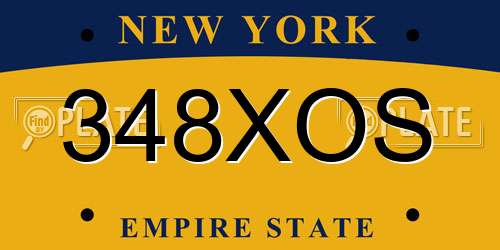 348XOS New York License Plate