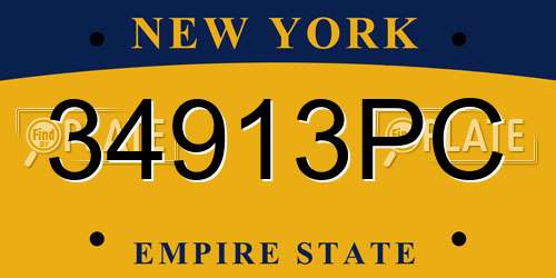 34913PC New York License Plate