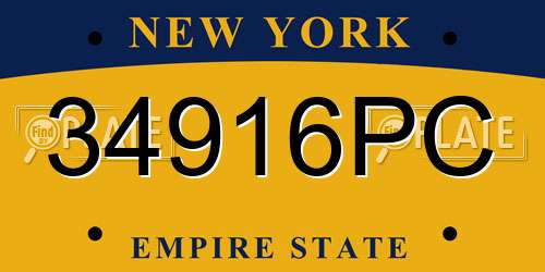 34916PC New York License Plate