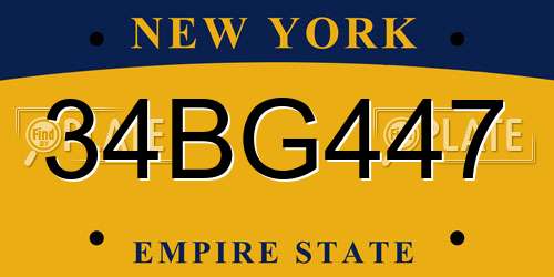 34BG447 New York License Plate