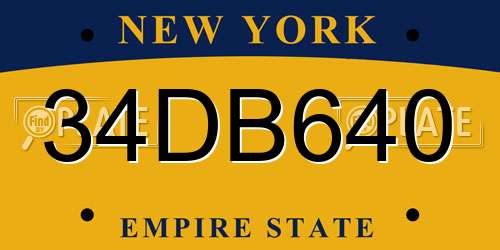 34DB640 New York License Plate