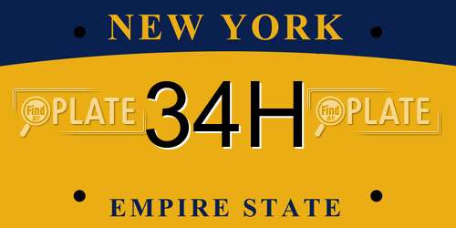 34H New York License Plate