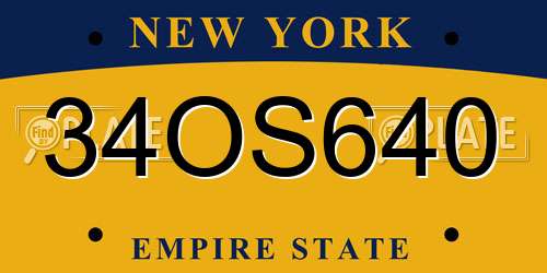 34OS640 New York License Plate