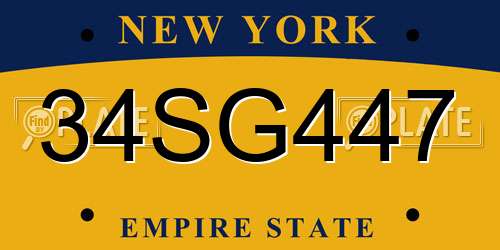 34SG447 New York License Plate