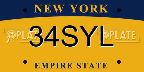 34SYL New York License Plate