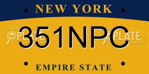 351NPC New York License Plate