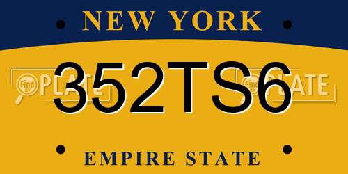 352TS6 New York License Plate