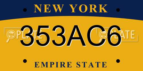 353AC6 New York License Plate