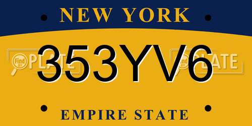 353YV6 New York License Plate