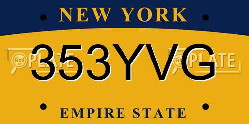 353YVG New York License Plate