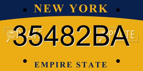 35482BA New York License Plate