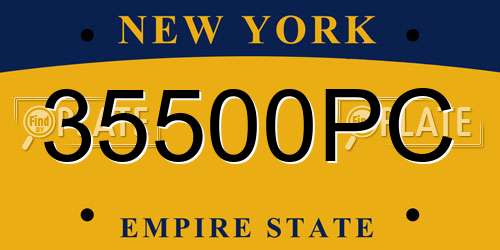 35500PC New York License Plate