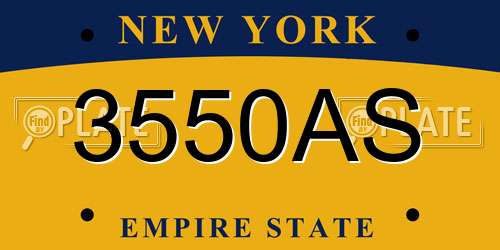 3550AS New York License Plate