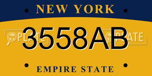 3558AB New York License Plate