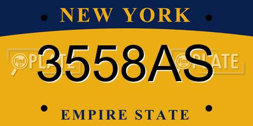 3558AS New York License Plate