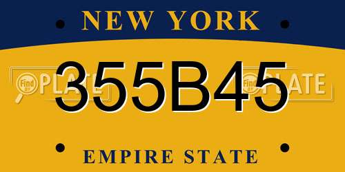 355B45 New York License Plate
