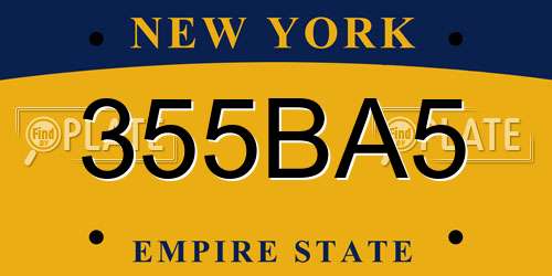 355BA5 New York License Plate