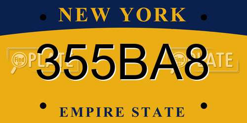 355BA8 New York License Plate
