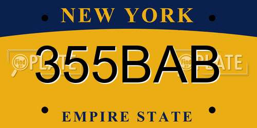 355BAB New York License Plate