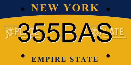 355BAS New York License Plate