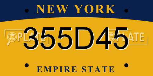 355D45 New York License Plate