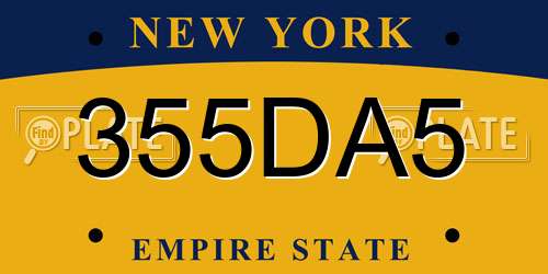 355DA5 New York License Plate