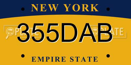 355DAB New York License Plate