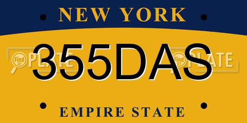 355DAS New York License Plate
