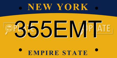 355EMT New York License Plate