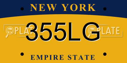 355LG New York License Plate