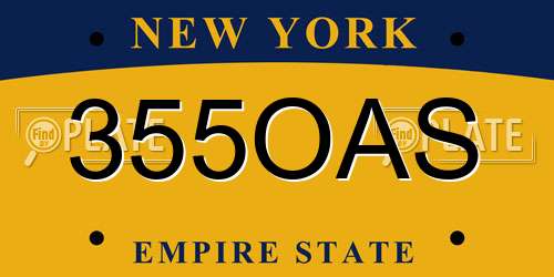355OAS New York License Plate