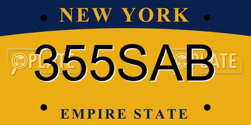 355SAB New York License Plate