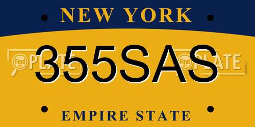 355SAS New York License Plate