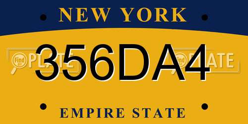 356DA4 New York License Plate