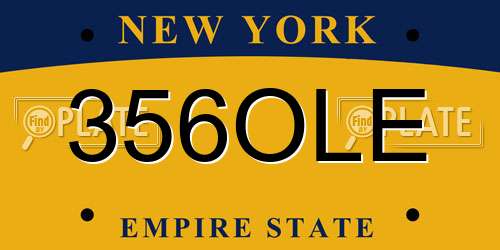 356OLE New York License Plate