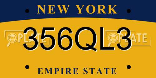 356QL3 New York License Plate