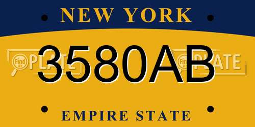 3580AB New York License Plate
